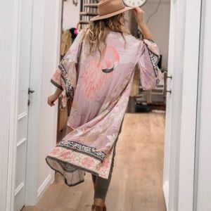 New Boho Gypsy Festival Kimono Duster Swim CoverUp